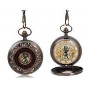 Orologio analogico da tasca - movimento meccanico - con animali stampati - quadrante rotondo (bronzo)